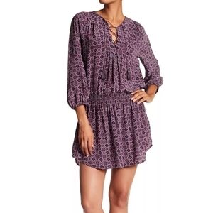 NWT Joie 100% Silk Geometric Purple Patterned Mini Dress - Medium